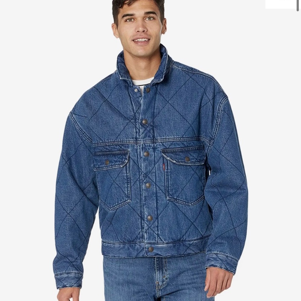 Levis Men Blue Jean Bomber Jacket